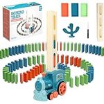 Kids Games Domino Train Toys: 100PCS Automatic Dominoes Stacking Creative Game for Boys and Girls Age 3-8, Stem Building and Stacking Toys with Sound and Light
