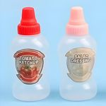 2pcs Mini Ketchup Bottles, 40ml Refillable Salad Dressing Tomato Ketchup Syrup Squeeze Containers Bottle, Plastic Portable Squeezable Squirt Condiments Jars for Kids Adults Bento Box Tiffin