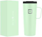 IRON °FLASK Grip Coffee Mug - Leak Proof, Vacuum Insulated Stainless Steel Bottle, Double Walled, Thermo Travel, Hot Cold, Water Metal Canteen - Mint, 24 Oz - Rubber Bottom