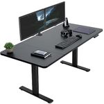 VIVO Electric Height Adjustable 152cm x 76cm Memory Stand Up Desk, Black Table Top, Black Frame, Standing Workstation with Preset Controller, 1B Series, DESK-KIT-1B6B-30