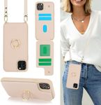 Lipvina for iPhone 11 Pro Max Phone Case with Card Holder and Strap for Women,Crossbody Lanyard,Kickstand Ring Stand,Snap Clasp,Phone Wallet Cases 6.5 inch(Beige)