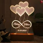 Artistic Gifts 3D Illusion Personalized LED Table Lamp for Couples| Customized Name Night Lamp for Wedding Marriage Anniversary| Wedding Return Couple Gift for Friend, Parents, Wife, Husband. Design 2