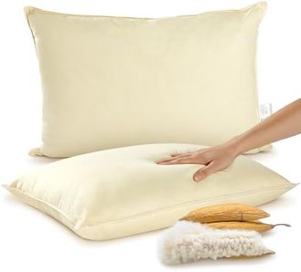 Cheer Collection Set of 2 Organic Kapok Bed Pillows, Natural Kapok Fiber Filled Sleeping Pillows with Breathable Cotton Shell, King Size, 20 x 36 inches
