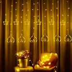 Desidiya® Diya Lights Diwali String Curtain Lights – Warm White Indoor & Outdoor Lights for Home, Wall, Window, Indian Wedding, Garden, Bedroom, Christmas, Party, and Festive Decor- Corded Electric