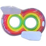 Inflatable Rainbow Beach Pool Lake Float with Backrest and handles,2 Persons Inflatable Water Toys Floaties with Cup Holders for Adults Swim Ring Pool water Party Toy (Rainbow)