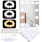 LED Vanity Mirror Lights, Hollywood Style USB Makeup Mirrior Strip Lights Kit with 10 Dimmable LED Bulbs, 3 Colours Modes 10 Levels Brightness Beauty Lights for Makeup Dressing Mirror