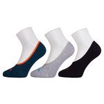 Adidas Men Original Flat Knit No Show Cotton Socks - 3 Pairs (6N) (Ad-0631) (Teal Mel/Lt Grey Mel/Black)