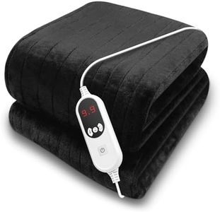 Purus Black Heated Throw Electric Blanket, 160 x 120cm Heated Blanket Machine Washable Soft Micro Fleece Electric Throw Overblanket with 12HR Timer and 9x Control Heat Settings
