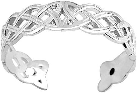 Jewelry Affairs 14K White Gold Celtic Knot Weave Design Cuff Style Adjustable Toe Ring