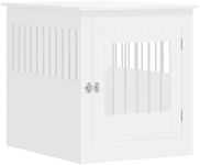 vidaXL Dog Crate Furniture - White Engineered Wood and Steel, Double as End Table, with Ventilated Design and Flexible Door Placement - Suitable for Dogs up to 70 cm