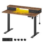 VASAGLE Electric Standing Desk with Built-In Power Strip, 60 x 120 x (72-120) cm, Adjustable Height, Monitor Stand, 2 Hooks and Drawers, Memory Function, Rustic Brown LSD182X11