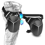 DUJP Motorcycle Drop Leg Bag Thigh Pack for Men Women, Waterproof Fanny Pack for Running with Reflective Strip Mens Fanny Pack Leg Fanny Pack Outdoor Travel Fishing Hiking Cycling Hip Bag BLACK