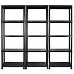 Garage Storage Shelves Black Plastic Shed Office 3 4 or 5 Tier Shelving Unit (3, 5 Tier)