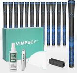 VIMPSEY Rubber Golf Grips ,Set of 13 Grips with Full Regripping Kits,High Feedback, Non-Slip, Advanced Texture Control,Options of 4 Colors,Standard/Midsize, Rubber Golf Club Grips for Men (Standard,