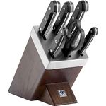 Zwilling 36133-000-0 7-piece Self-sharpening Knife Block Set, Wooden Block, Knife and Scissors made of Special Stainless Steel/Plastic Handle, Gourmet, Ash/Dark Brown