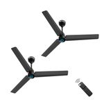 atomberg Renesa 1200mm BLDC Ceiling Fan with Remote | BEE 5 star Rated Energy Efficient Ceiling Fan | High Air Delivery with LED Indicators | 2+1 Year Warranty by Atomberg (Midnight Black) (Pack of 2)