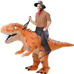 Rafalacy Inflatable Dinosaur Costumes Adult Size T-REX Ride on Halloween Costume Funny Dino Blow up Costume (Brown)