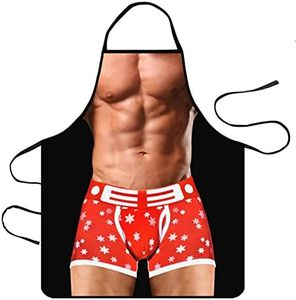 Yuknees Tablier de Cuisine Créatif Tablier Barbecue Drole Tabliers de Cuisine Homme Humour Réglable Idée Cadeau pour Homme Cadeaux Humoristique Anniversaire Noel (Muscular Man)