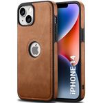 TheGiftKart Genuine Leather Finish iPhone 14 Back Cover Case | Shockproof Design | Raised Edges for Camera & Screen Protection | Stunning Minimalist Design Back Case Cover for iPhone 14 (Brown)