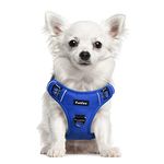 Funfox Dog Harness Small Dog, No Pull Puppy Vest Harness with 2 Clips Training Anti Pull, Adjustable Pet Harness Soft with Vertical Handle, Night Reflection Safe Walking Small Breed Blue S