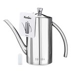 KSENDALO SUS304 Stainless Steel Oil Can 500ML/17oz - Leakproof Cruet & Container for Olive Oil, Vinegar, and Grease - Precision Spout for Easy Drip-Free Pouring in Cooking and Kitchen Use