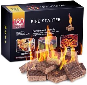 HGD Fire Starter, 160 Mini Square, Natural Fire Starters for BBQ, Campfire, Fireplace, Charcoal, Wood Stove, Chimney, Fire Pit, Grill, Smoker, Indoor Outdoor Use