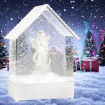 VITAKEO-Angel Musical Snow Globe - Praying Angel Statue Lights Festival Decor for Home, Mother's Day, Birthday Present,Remembrance Present,Festival Present.USB or Battery Powered (7.8x5.1×2.7")