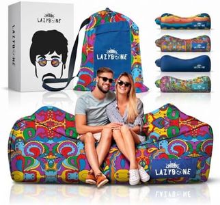 Chillbo LazyBone Inflatable Couch – Quick-Inflation Flapper System, Fun Prints, No-Pump Setup, Ripstop Polyester, Portable Air Lounger for Beach, Camping, Festivals, & Hiking