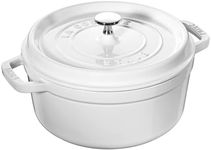 STAUB Cast Iron Dutch Oven 4-qt Round Cocotte, Made in France, Serves 3-4, White