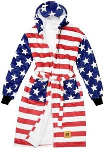 Big Blanket Co Hideout Robe Stars & Stripes | Sherpa Lining with Hood for Women & Men | Extra Soft Plush Blanket Robe | Oversized Cozy Housecoat