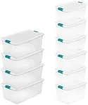 Sterilite 4 and 6 Pack Latching Storage Bins, Plastic Organizing Lidded Totes, 106 Qt and 64 Qt