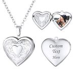 U7 Platinum Plated Charm Necklaces Heart Pendant Photo Locket Necklace for Women Girls