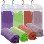 Toplive Cooling Towels [4 Pack], Soft Breathable Ice Towel Microfiber Cool Towel Chilly Towel 35 X 12 Inch for Yoga, Sport, Gym, Workout, Camping, Fitness, Running (Purple + Orange + Pink + Green)