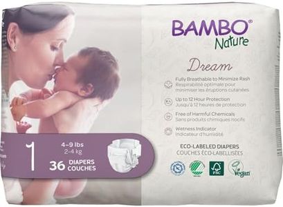 Bambo Nature Hypoallergenic Baby Diapers, Eco-Labelled Sustainable Diapers, Enhanced Leakage Protection, Totally Chlorine-Free, Skin Friendly, and Super Absorbent - Size 1 (36 Count)