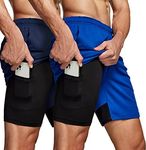 ATHLIO 2 Pack Men's 2 in 1 Running 