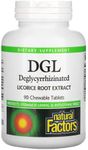 Natural Factors, DGL (Licorice Root Extract), 400mg, High Dose, 90 Vegan Chewable Tablets, Vegetarian, Soy Free, Gluten Free, Non GMO