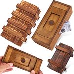 Puzzle Box 3 Pack Wooden Secret Puzzle Box with Hidden Compartment 3D Brain Teaser Magic Drawers Secret Magic Box Wooden Box Puzzle Case Difficult Puzzle Box Gift Card Puzzle Box for Adults and Kids