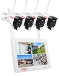 Tonton 3MP Portable Home Security Camera System Wireless with 7" IPS Touchscreen Monitor, 4CH NVR and 2PCS 3MP Floodlight Camera, PIR & Human Detect, 2-Way Audio, IP66, 100ft Night Vision, 32GB Card