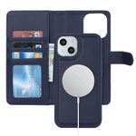 Zouzt for iPhone 13 MagSafe Case iPhone 14 Wallet Case iPhone 14 Case with Card Holder iPhone 13 Case Wallet with Credit Slot, Magnetic Detachable Shockproof Protective Phone Cover - Blue