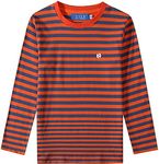 SSLR-Big-Boys-Long-Sleeve-Shirt-Striped Tee Shirts Cotton Crew Neck Casual (Large, Blue Orange)