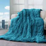 Cottonblue Weighted Blanket 15lbs, Faux Fur Sherpa Reversible Luxury Snugly Long Fur Heavy Blanket 48x72 inches,Warm Elegant Plush Sherpa Microfiber Blanket for Couch Bed Chair Photo Prop,Teal Green