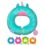 Trunki Kid's Travel Neck Pillow And Chin Rest | Support Sleepy Heads in the Car Seat, Plane, Bike or Pram | Yondi SMALL Una Unicorn (Turquoise)