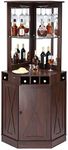 VEVOR Corner Industrial Bar Cabinet, Wine Table for Liquor & Glasses, Sideboard Buffet Cabinet with Glass Holder, Freestanding Farmhouse Wood Coffee Bar Cabinet for Living Room, Home Bar, Black Walnut