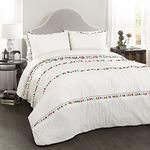 Lush Decor Boho Tassel 3 Piece Comforter Set, Full/Queen, White