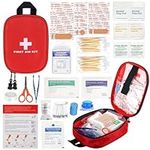 Small First Aid Kit 120 Piece First Kit for Office, Car Emergency Kit, Hiking Gear, First Aid Kit Travel, Camping First Aid Kits, First aid kit Home, Emergency First Aid Supplies and Survival Stuff