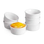 Porcelain Ramekins Durable Baking Cups for Souffle, Creme Brulee, Custards, Pudding and Ice Cream (Set of 6 Pcs)