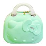 SIBY Hello Kitty Makeup Organizer Bag for Girls - ABS Plastic, Mirror, Zipper Lock, Portable Travel Cosmetic Case - Green