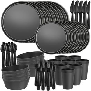 ZIVONA Kids Plates and Bowls Set, 40 Piece Unbreakable Kids Dinnerware Set for Toddlers & Children, BPA-Free Plastic Plates, Bowls, Cups & Cutlery, Microwave & Dishwasher Safe, Service for 8