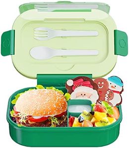 1300ML Lunch Box,4 Compartment Leakproof Bento Box, Lunch Containers with Cutlery(Green)