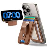 ESR Upgraded for MagSafe Wallet,5 Card Holder with Adjustable Stand,RFID-Blocking,Secure Grip,Wallet for iPhone 17e/17/16/15/14/13/12,Google Pixel 10 and Samsung Device,Not for Mini,Not Find My,Brown